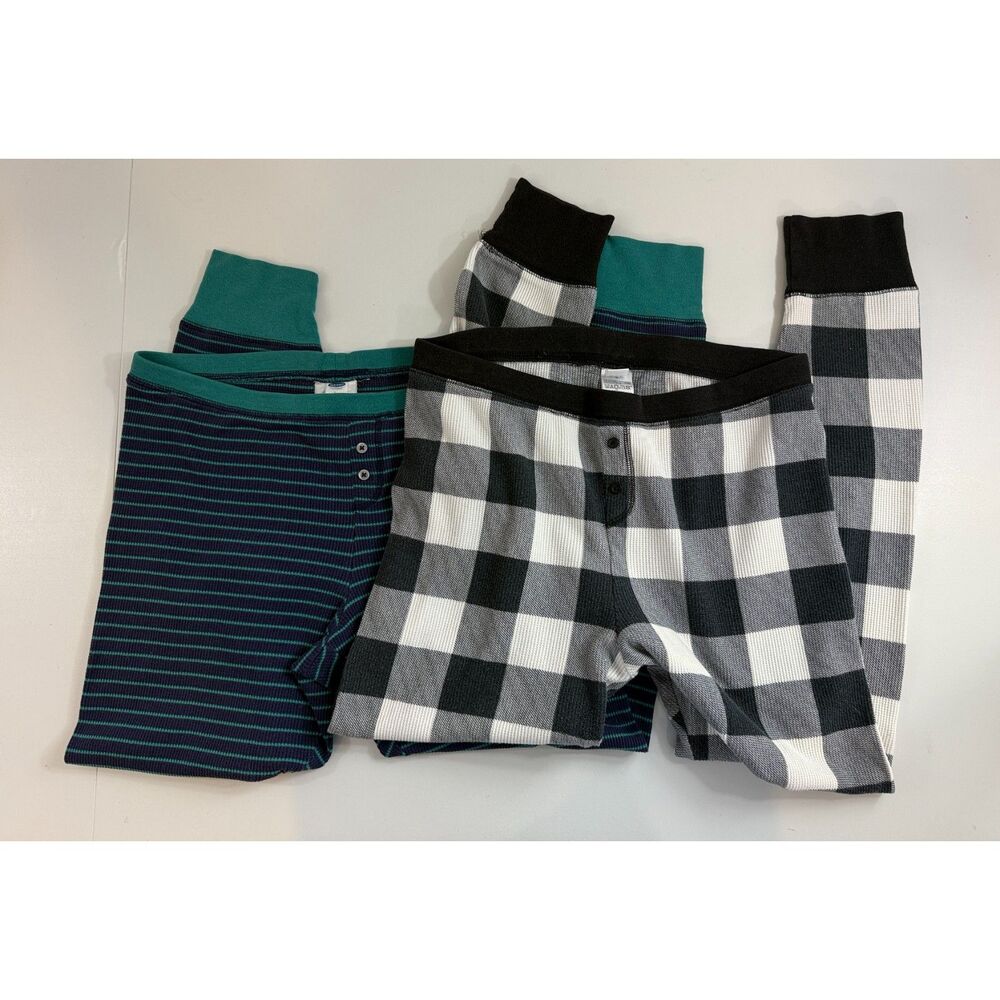 Old Navy Women’s Large Thermal Leggings Pajama Pants Lot of 2 Plaid Stripe